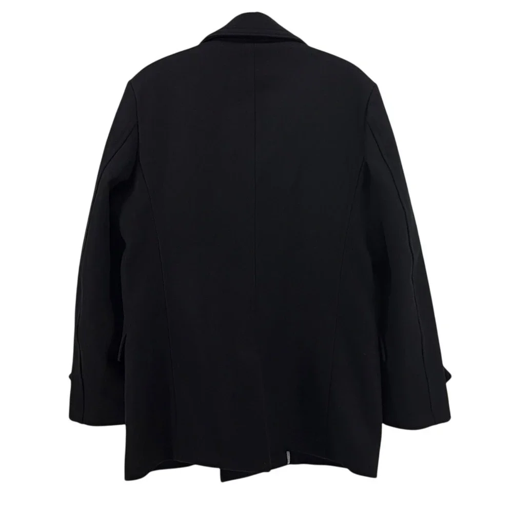 Banana Republic Wool Blend Pea Coat Mens Black Double Breasted Jacket L